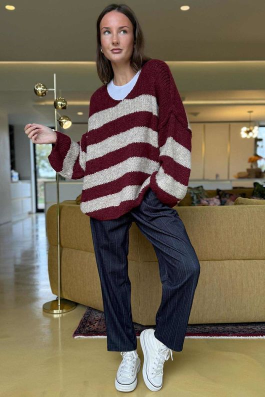 Big Softie Block Stripe Cobain Knit Burgundy